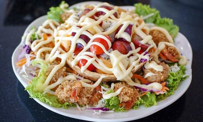 สูตรสลัดผลไม้กุ้งกรอบกับครีมสลัดผลไม้