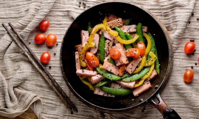 สูตรถั่วลันเตาผัดเบคอน